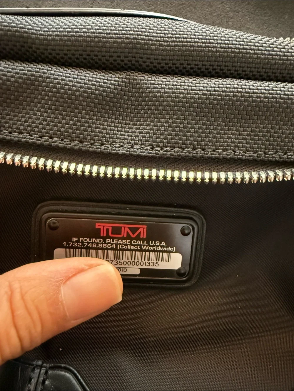 TUMI Black Leather & Ballistic Nylon Messenger Bag